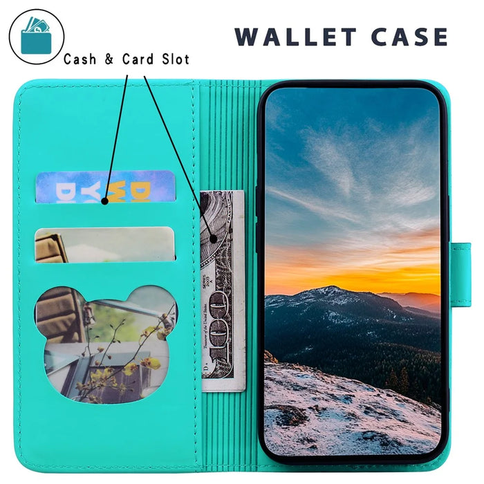 For Google Pixel 8a Case Wallet Cat Pattern Imprinted Leather Phone Cover - Lake Blue - 2