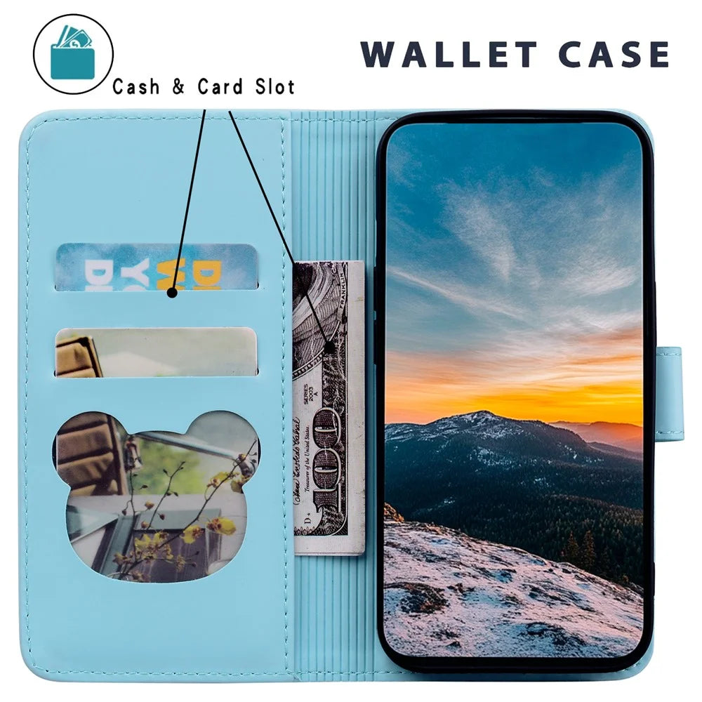 For Google Pixel 10 Pro / Pixel 10 / Pixel 9 Pro / Pixel 9 Case Wallet Cat Pattern Imprinted Leather Phone Cover - Sky Blue - 2