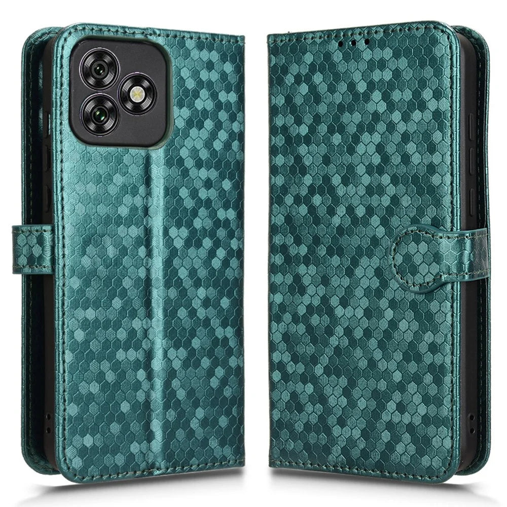 For Oukitel C53 Wallet Case Dot Pattern Imprint PU Leather Phone Cover - Green - 1