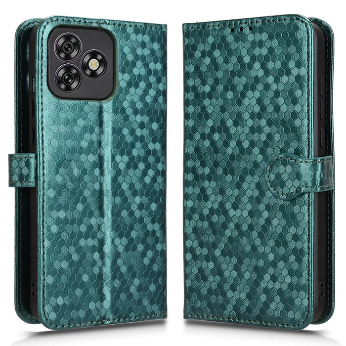For Oukitel C53 Wallet Case Dot Pattern Imprint PU Leather Phone Cover - Green - 1