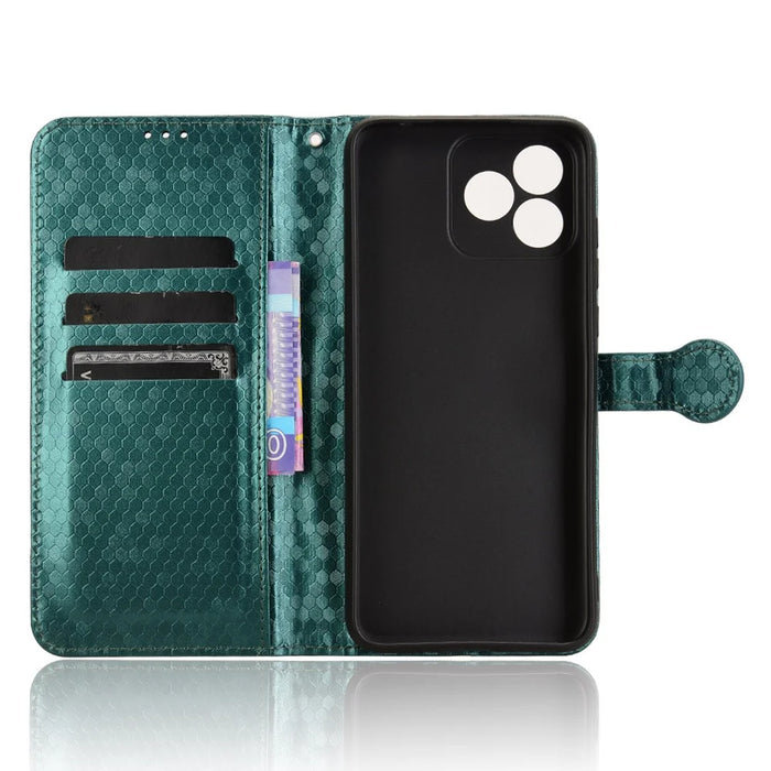 For Oukitel C53 Wallet Case Dot Pattern Imprint PU Leather Phone Cover - Green - 4