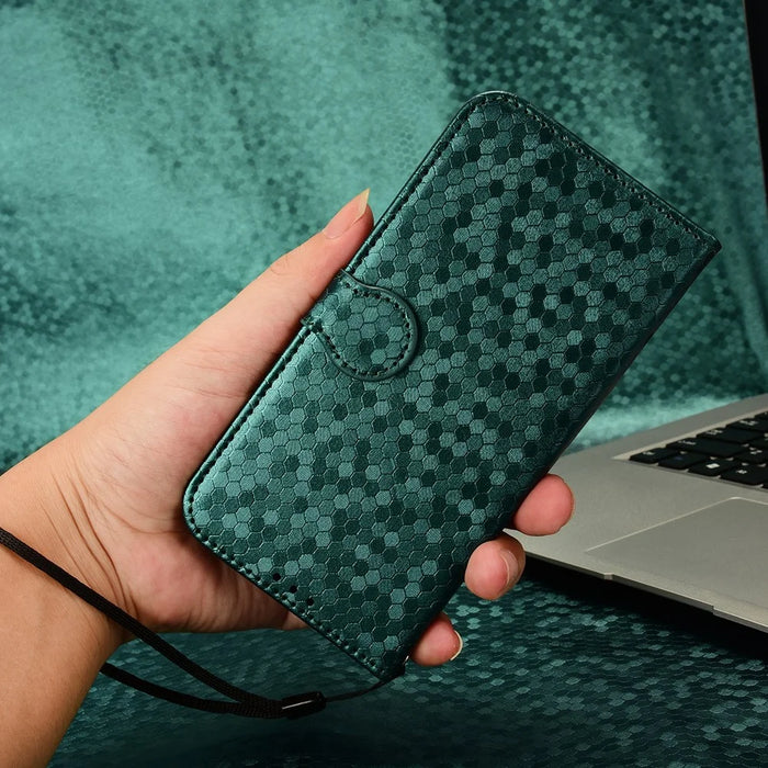 For Oukitel C53 Wallet Case Dot Pattern Imprint PU Leather Phone Cover - Green - 5