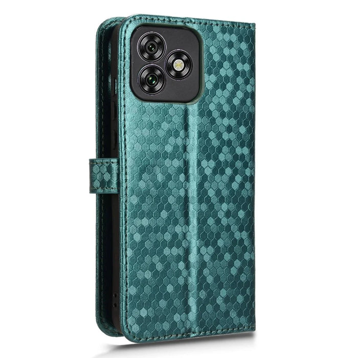 For Oukitel C53 Wallet Case Dot Pattern Imprint PU Leather Phone Cover - Green - 7