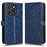 For Oukitel C50 Wallet Case Dot Pattern Imprint PU Leather Phone Cover - Dark Blue - 1
