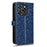 For Oukitel C50 Wallet Case Dot Pattern Imprint PU Leather Phone Cover - Dark Blue - 7
