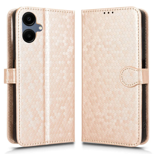 For Samsung Galaxy A06 4G Wallet Case Dot Pattern Imprint PU Leather Phone Cover - Rose Gold - 1