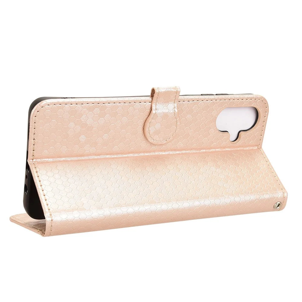 For Samsung Galaxy A06 4G Wallet Case Dot Pattern Imprint PU Leather Phone Cover - Rose Gold - 3