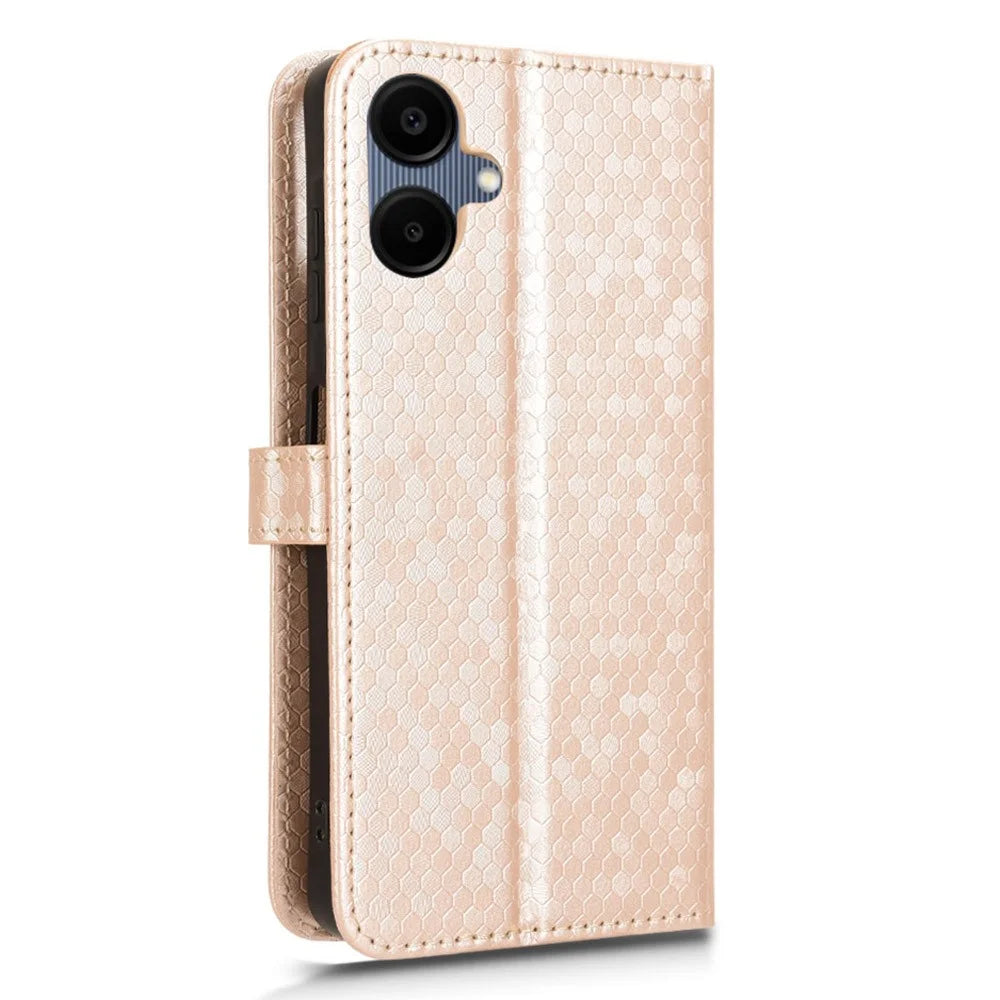 For Samsung Galaxy A06 4G Wallet Case Dot Pattern Imprint PU Leather Phone Cover - Rose Gold - 7