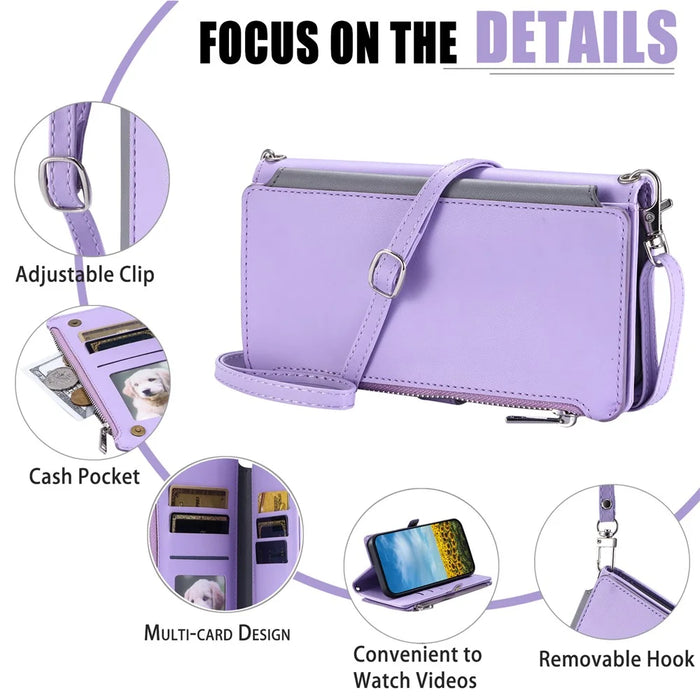 015 Style For Google Pixel 9 Pro XL Case TPU+PU Leather Wallet Phone Cover with Straps - Purple - 6
