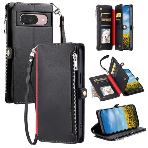 015 Style For Google Pixel 9 / 9 Pro Case TPU+PU Leather Wallet Phone Cover with Straps - Black - 1