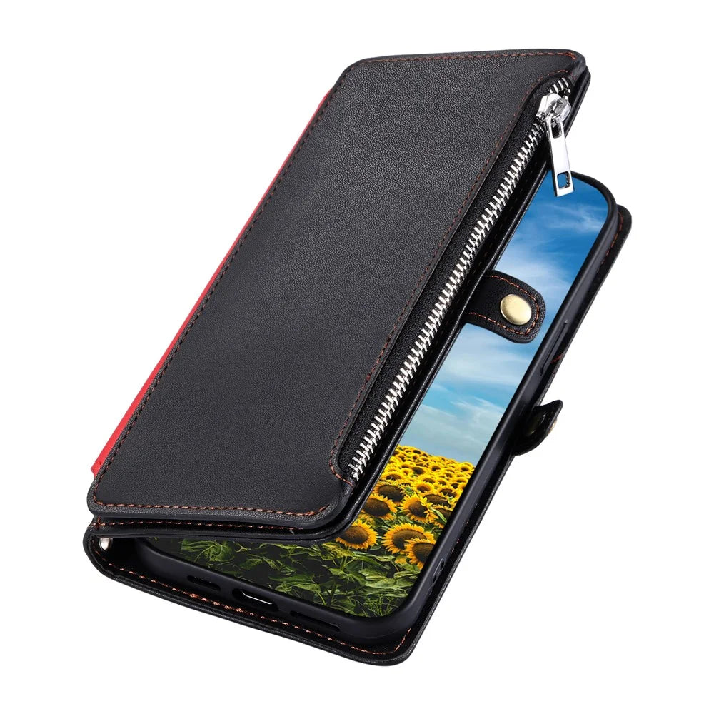 015 Style For Google Pixel 9 / 9 Pro Case TPU+PU Leather Wallet Phone Cover with Straps - Black - 6