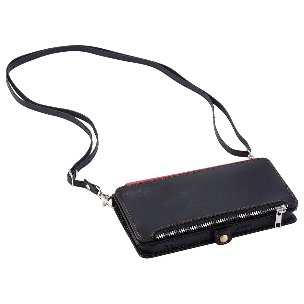 015 Style For Google Pixel 9 / 9 Pro Case TPU+PU Leather Wallet Phone Cover with Straps - Black - 7