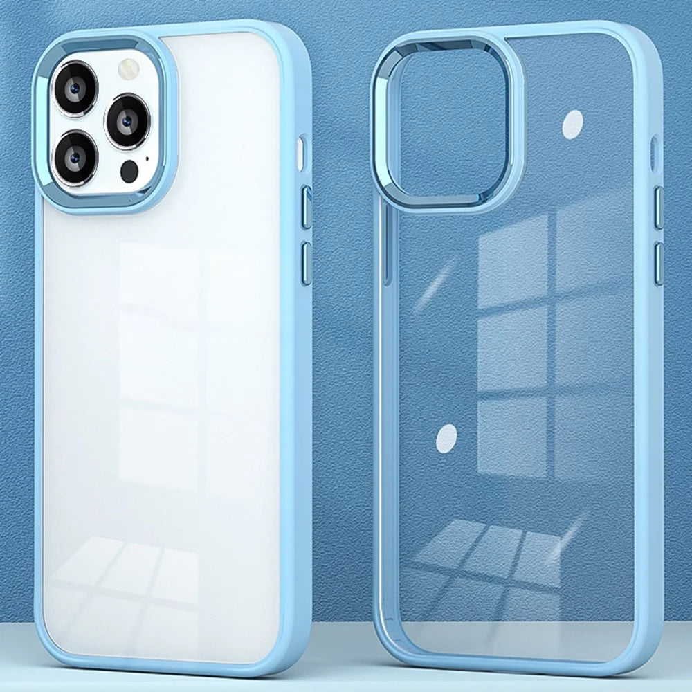 For iPhone 16 Pro Clear Phone Case PC+Silicone Shockproof Back Cover - Blue - 1