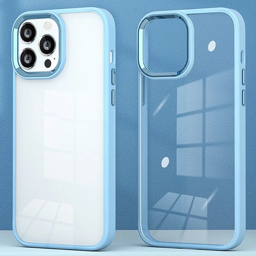 For iPhone 16 Pro Clear Phone Case PC+Silicone Shockproof Back Cover - Blue - 1
