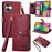 For iPhone 16 Case RFID Blocking Zipper Pocket Leather Wallet Phone Cover - Red - 1