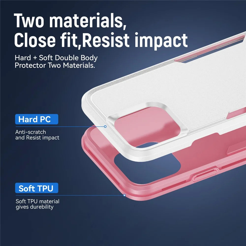 For iPhone 16 Pro Max Case PC+TPU Military Grade Drop Protective Phone Cover - White+Pink - 5