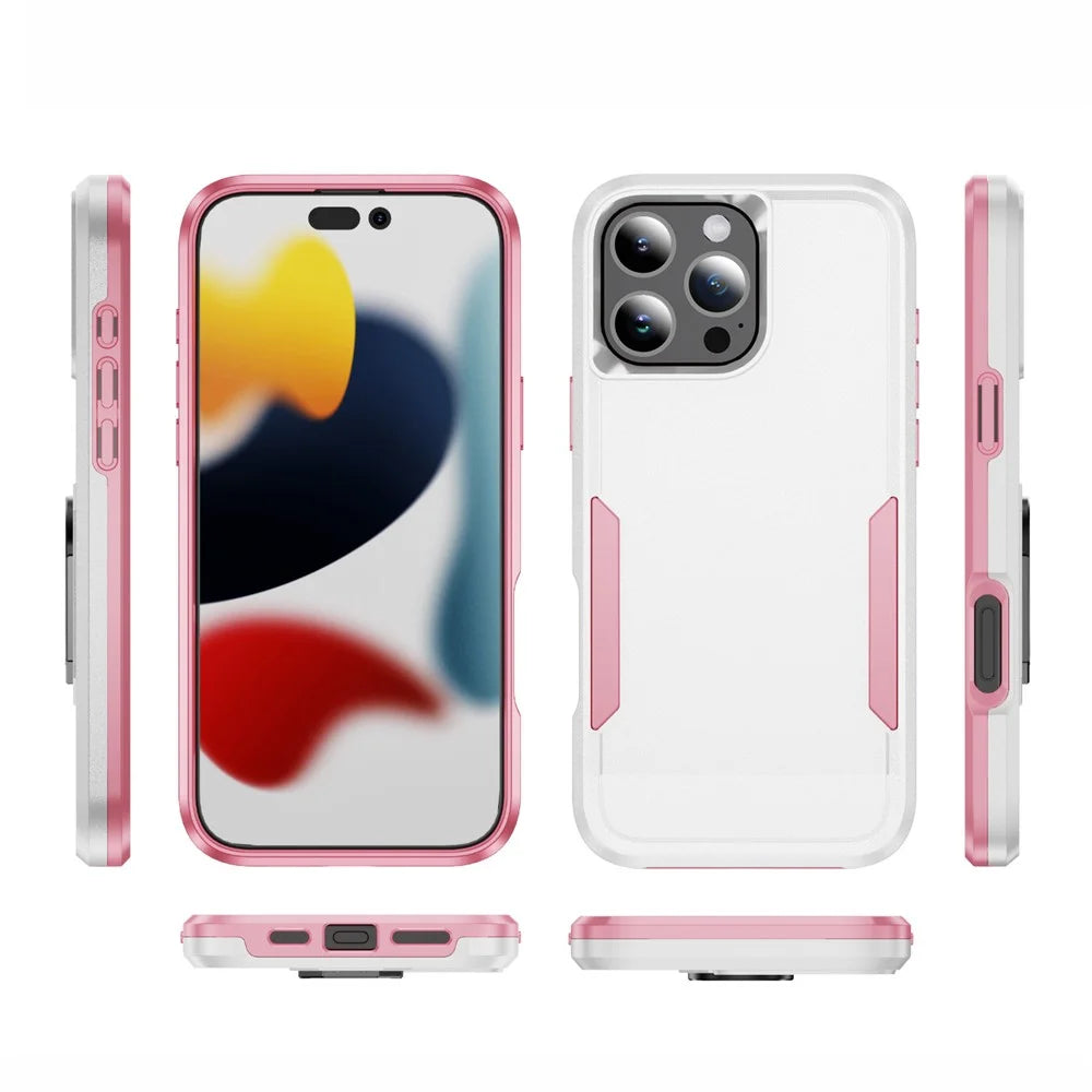 For iPhone 16 Pro Max Case PC+TPU Military Grade Drop Protective Phone Cover - White+Pink - 7