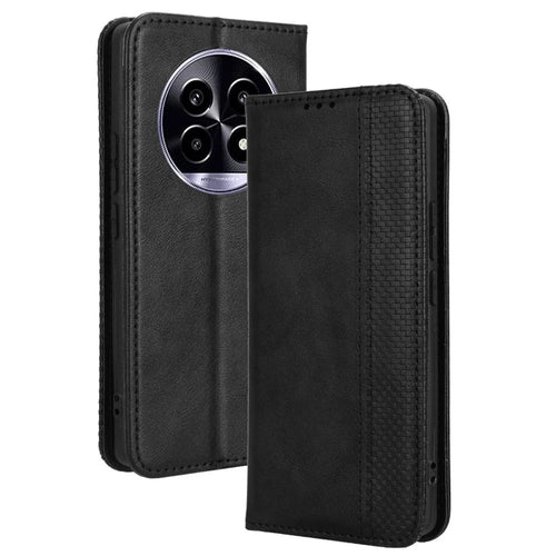 For Realme 14 Pro Lite 5G / 13 Pro 5G (Global) / 13 Pro+ 5G (Global) Leather Case Wallet Stand Retro Texture Phone Cover - Black - 1