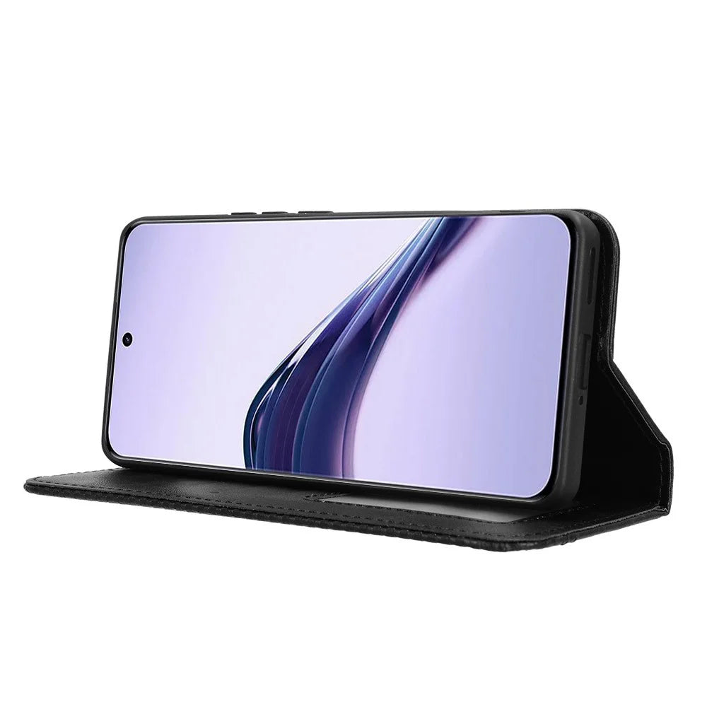 For Realme 14 Pro Lite 5G / 13 Pro 5G (Global) / 13 Pro+ 5G (Global) Leather Case Wallet Stand Retro Texture Phone Cover - Black - 3