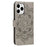 For iPhone 16 Pro Max Case PU Leather Mandala Imprinted Design Wallet Phone Cover - Grey - 7
