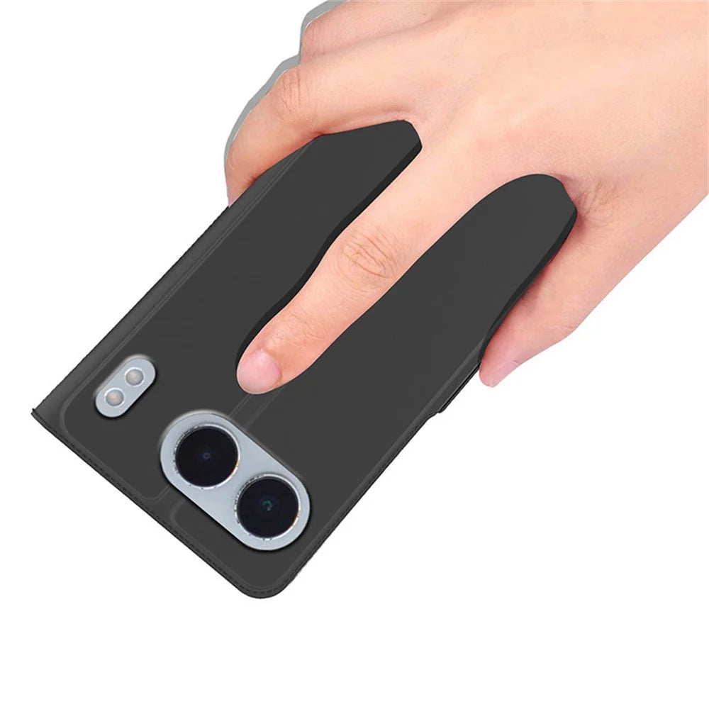 For OnePlus Nord 4 Case Shockproof TPU Inner Shell Leather Phone Cover Card Slot - Black - 6