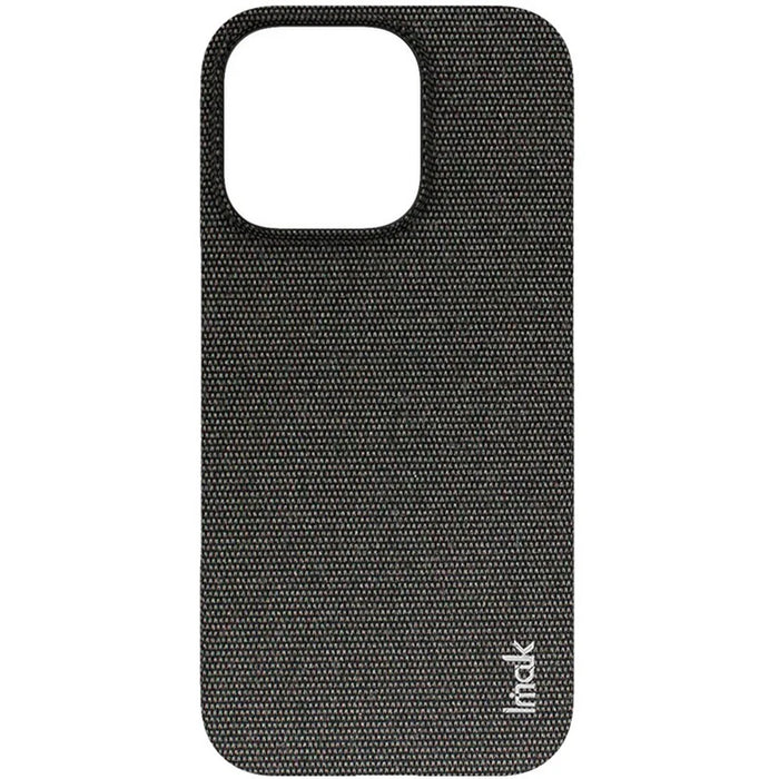 IMAK Ruiyi Series for iPhone 16 Pro Case Fabric Texture Leather+PC Phone Back Cover - Black - 3