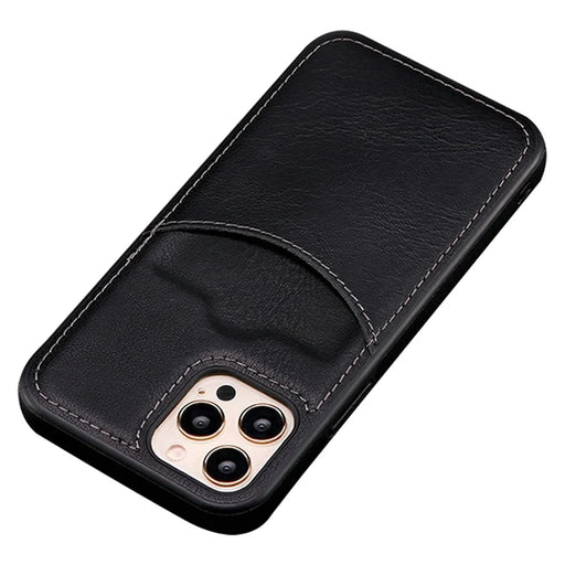 For iPhone 13 Pro Max 6.7 inch Business Style Card Slot Slim Fit Cell Phone Cover PU Leather+TPU Mobile Phone Case - Black - 1