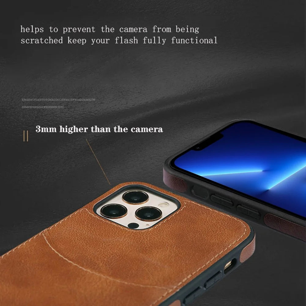 For iPhone 13 Pro Max 6.7 inch Business Style Card Slot Slim Fit Cell Phone Cover PU Leather+TPU Mobile Phone Case - Black - 5