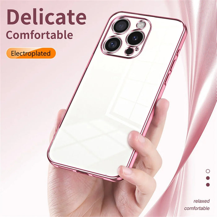 For iPhone 16 Pro Case Electroplating Frame Soft TPU Phone Cover - Gold - 6