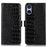 For Sony Xperia 5 VI Case Crocodile Texture Genuine Cow Leather Phone Wallet Cover - Black - 1