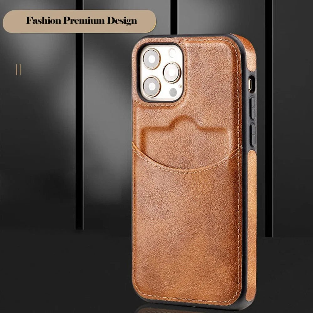 Cell Phone Case for iPhone 14 Pro, Business Style Built-in Card Slot PU Leather+TPU Mobile Phone Cover - Wine Red - 7