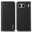 KHAZNEH For OnePlus Nord 4 Case Genuine Cow Leather Wallet Phone Cover Nappa Texture - Black - 1