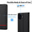 LC.IMEEKE For iPhone 16 Plus Case Carbon Fiber Texture Phone Cover Stand Card Holder - Horizontal Stripe - 6