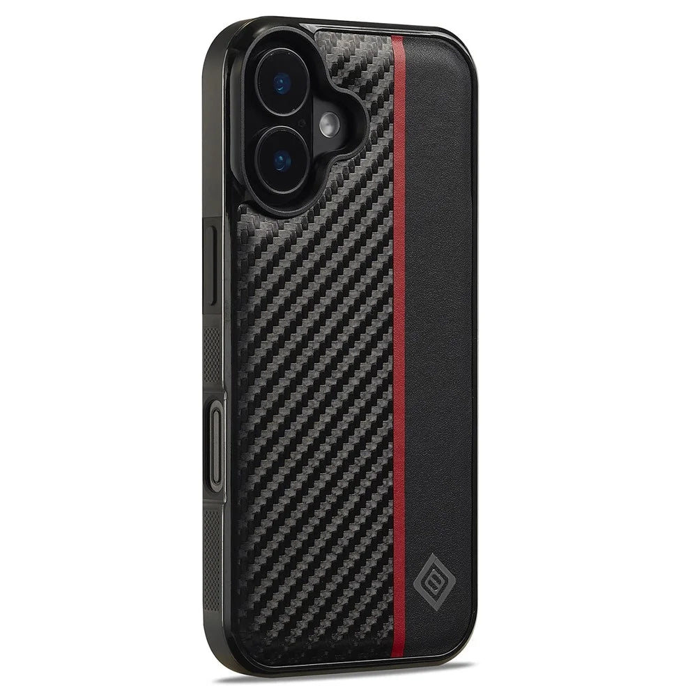 LC.IMEEKE For iPhone 16 Plus Case Carbon Fiber Texture Leather+TPU+EVA Phone Cover - 2