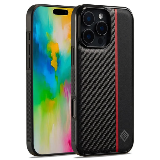 LC.IMEEKE For iPhone 16 Pro Max Case Carbon Fiber Texture Leather+TPU+EVA Phone Cover - 1