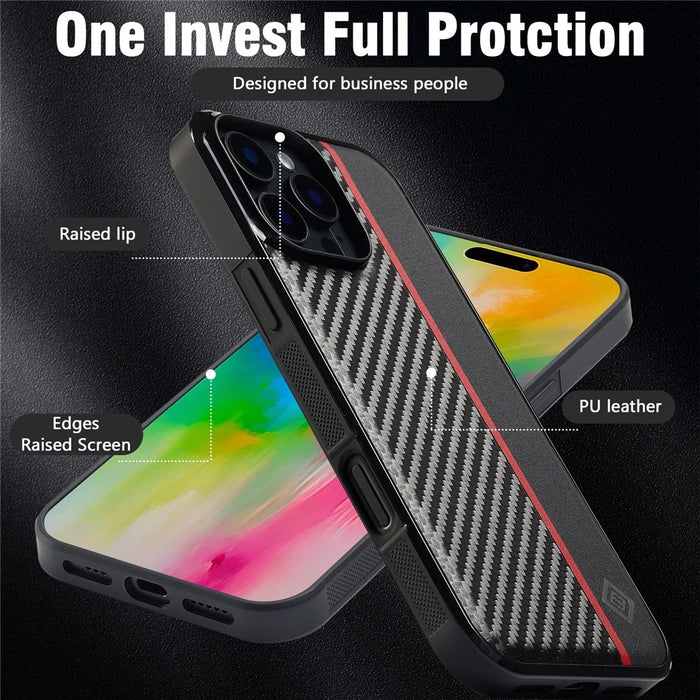 LC.IMEEKE For iPhone 16 Pro Max Case Carbon Fiber Texture Leather+TPU+EVA Phone Cover - 7