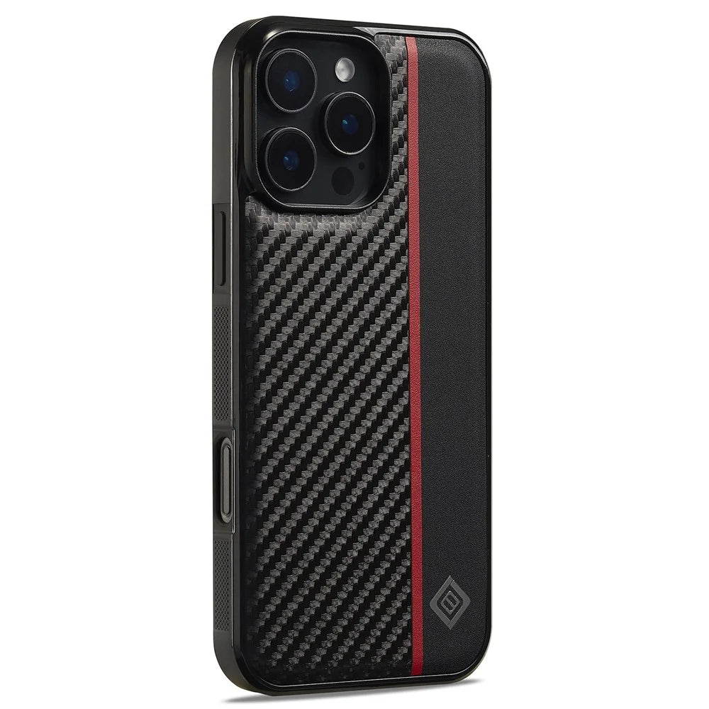 LC.IMEEKE For iPhone 16 Pro Case Carbon Fiber Texture Leather+TPU+EVA Phone Cover - 2