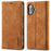LC.IMEEKE For iPhone 16 Case Wallet Microfiber Leather Phone Cover - Brown - 1