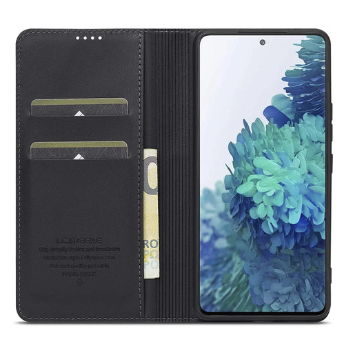LC.IMEEKE L1 Series for Samsung Galaxy S20 FE 2022 / S20 FE 5G / S20 FE / S20 Lite Case Leather Wallet Stand Phone Cover - Black - 2