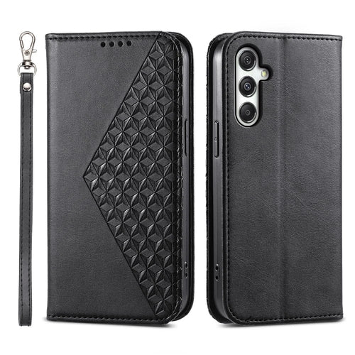 For Samsung Galaxy M35 5G Case Calf Texture PU Leather Phone Cover with Wallet - Black - 1