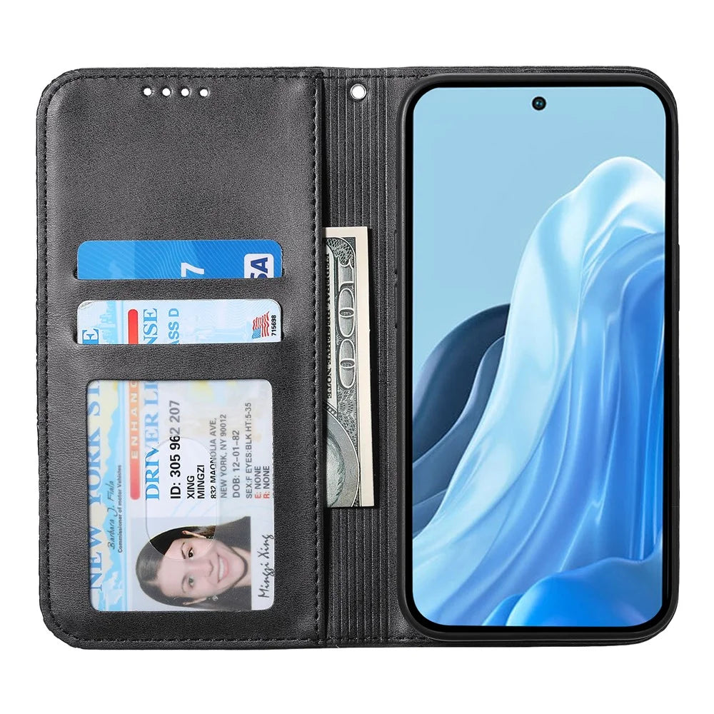 For Samsung Galaxy M35 5G Case Calf Texture PU Leather Phone Cover with Wallet - Black - 2