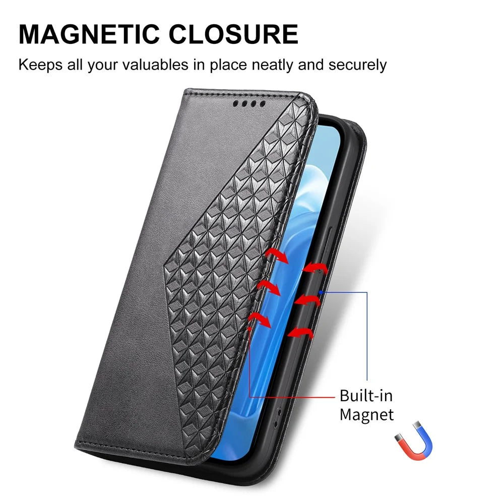 For Samsung Galaxy M35 5G Case Calf Texture PU Leather Phone Cover with Wallet - Black - 5