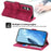 For Samsung Galaxy M35 5G Case Flower Pattern PU Leather Wallet Phone Cover with Strap - Wine Red - 3