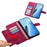 For Samsung Galaxy M35 5G Case Flower Pattern PU Leather Wallet Phone Cover with Strap - Wine Red - 6
