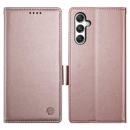 DF-010 For Samsung Galaxy M35 5G Stand Case PU Leather Wallet Phone Cover - Rose Gold - 1