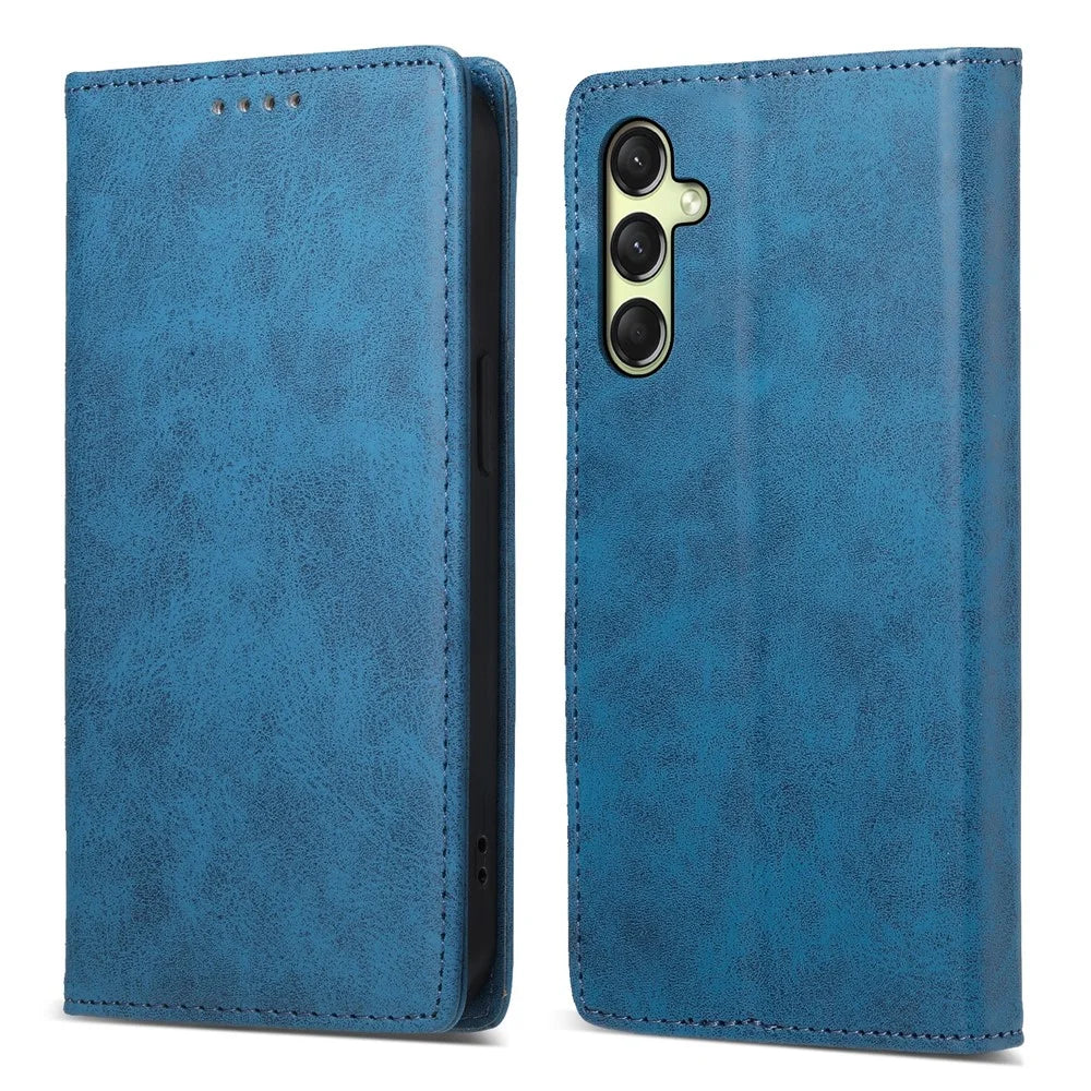 DF-05 For Samsung Galaxy A16 5G / A16 4G Wallet Case RFID Blocking PU Leather Phone Cover - Blue - 1