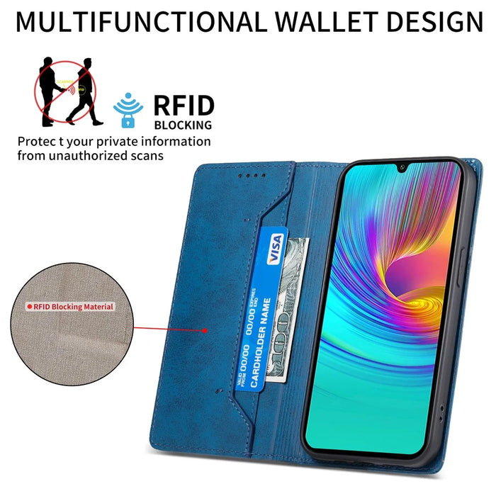 DF-05 For Samsung Galaxy A16 5G / A16 4G Wallet Case RFID Blocking PU Leather Phone Cover - Blue - 2