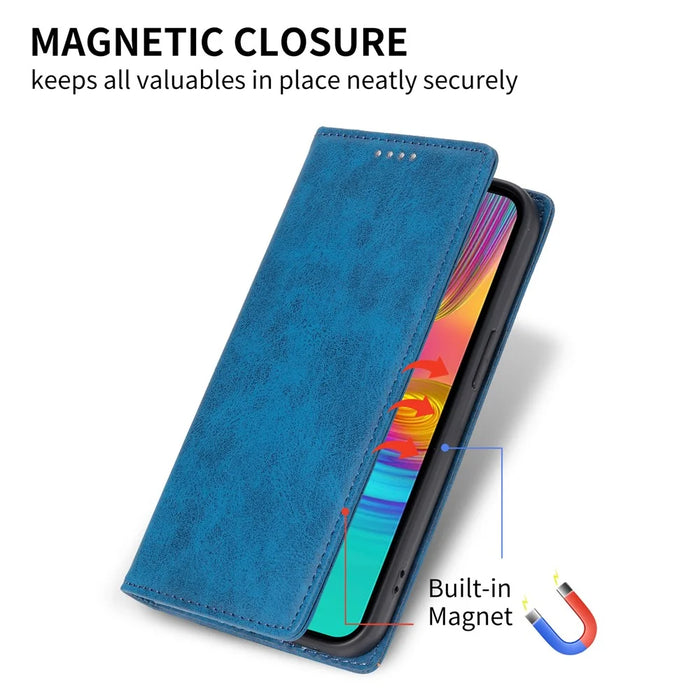 DF-05 For Samsung Galaxy A16 5G / A16 4G Wallet Case RFID Blocking PU Leather Phone Cover - Blue - 5