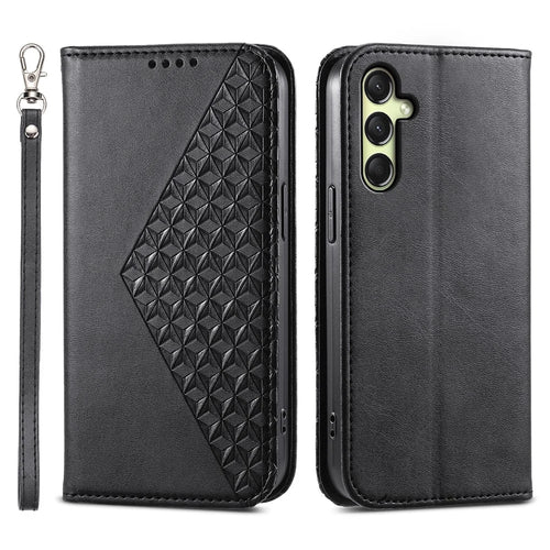 For Samsung Galaxy A16 5G / A16 4G Case Calf Texture PU Leather Phone Cover with Wallet - Black - 1