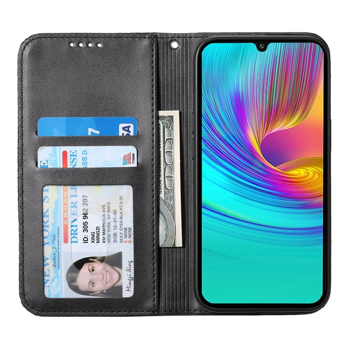 For Samsung Galaxy A16 5G / A16 4G Case Calf Texture PU Leather Phone Cover with Wallet - Black - 2